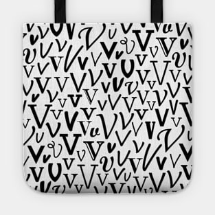 V - Typography (Black) Tote