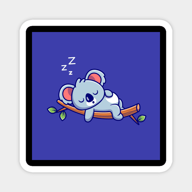 cute-koala-sleeping-tree-cartoon-animal-nature-icon-concept-isolated-flat-cartoon-style Magnet by zwestshops