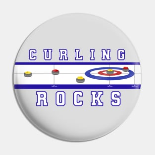 Curling Rocks - Silver BackGround Pin