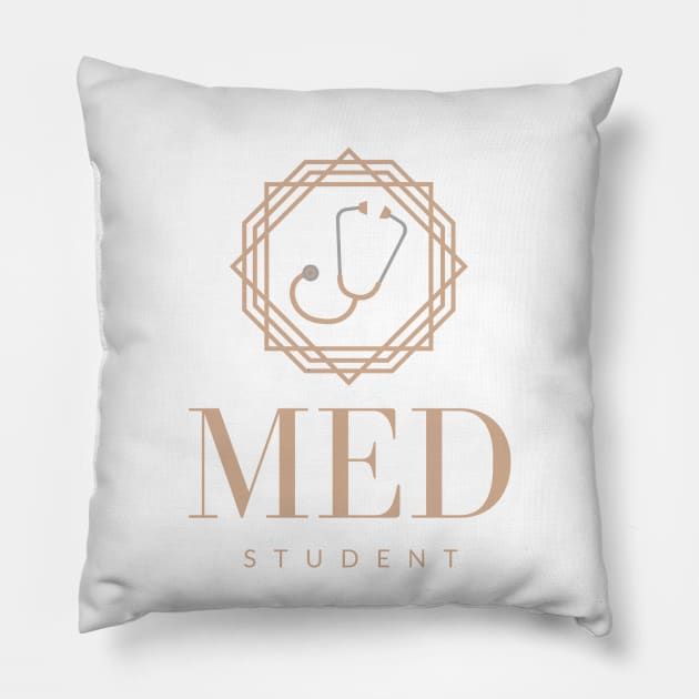 Med Student Stethoscope White Pillow by LennyMax