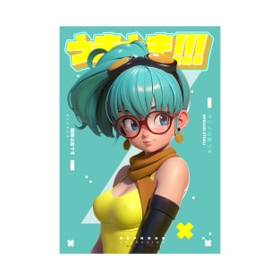 Super Cute Nerdy Bulma - Be Proud Selection | Dragon Ball Kawaii Aesthetic Anime Girl 3D Design | PROUD OTAKU T-Shirt