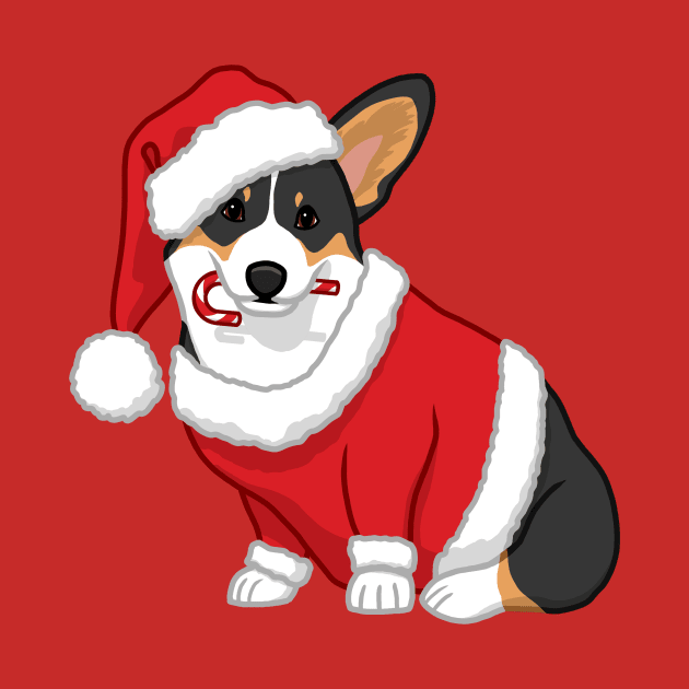 Cute Tricolor Corgi in Santa Christmas Costume by csforest