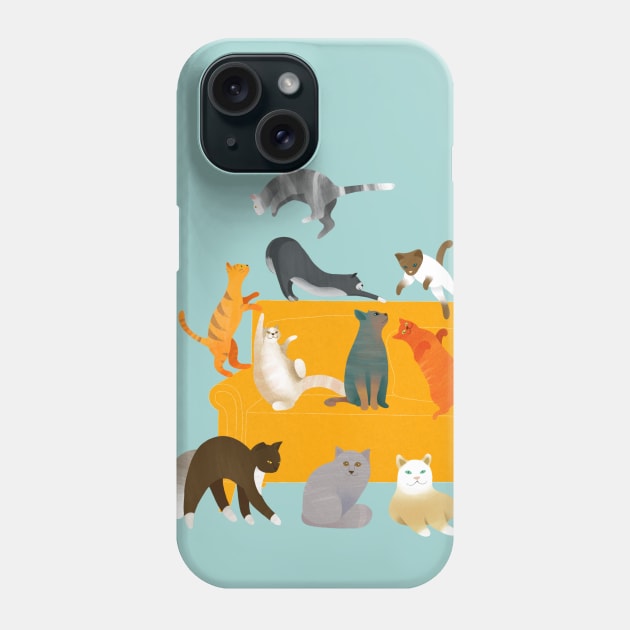 Cute Cats on the Couch Phone Case by DrawingEggen