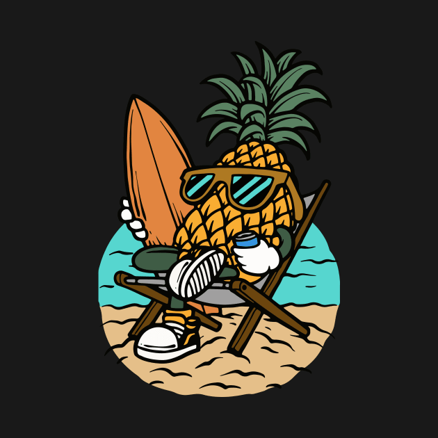 Surfing Pineapple Lounging on the Beach by SLAG_Creative