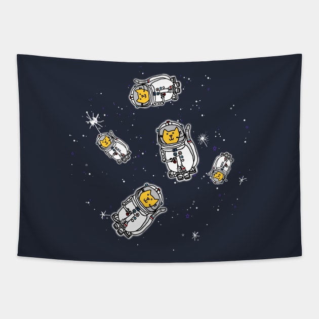 Astronaut Cats Need Space Tapestry by ellenhenryart