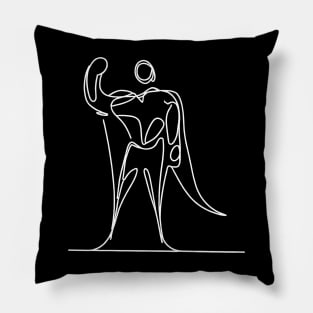 Minimalist white line art Superhero Silhouette | Character 2 Pillow