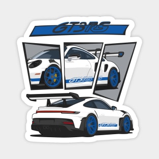 car 911 gt3 rs racing edition detail white blue Magnet