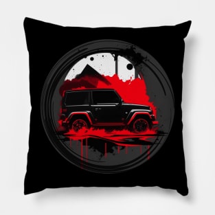 Jeep Vehicle Dark Black design Pillow