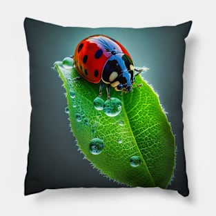 Ladybug Leaf Calm Tranquil Nature Peaceful Season Outdoors Pillow