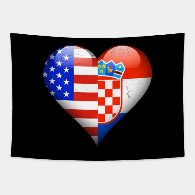 Half American Half Croatian - Gift for Croatian From Croatia Tapestry by Country Flags