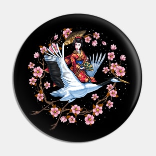 Japanese Crane Geisha Pin