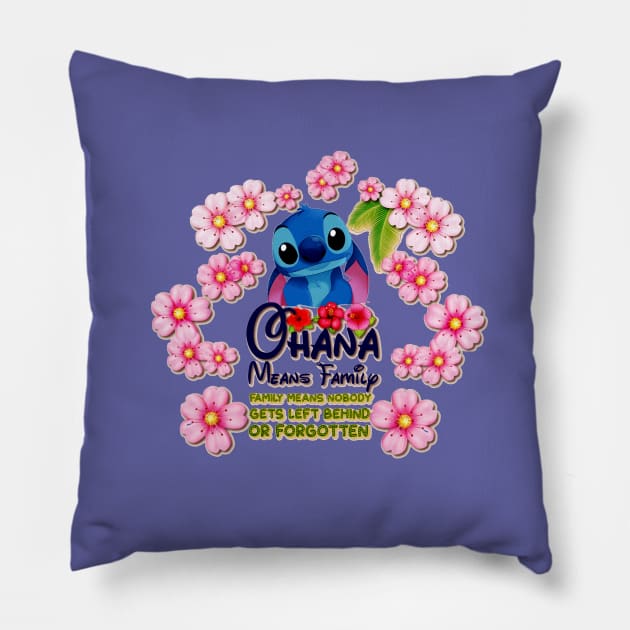 Ohana means family | Stitch | Very Peri Pillow by PyGeek