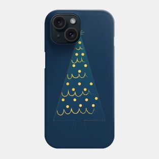 Elegant Dark Blue Golden Christmas Tree Phone Case