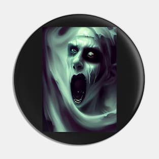 SCREAMING NASTY GREEN TINGED HALLOWEEN VAMPIRE Pin