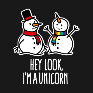 Snowman Hey look I'm a Unicorn Christmas Winter Sports T-Shirt