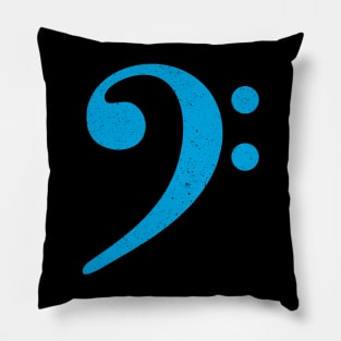 Bass Player Gift - Distressed Cyan Bass Clef Pillow