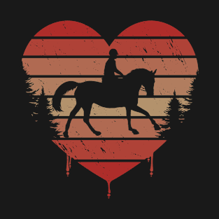 Cute Red Vintage Heart Horsemanship Valentine Day Love Gift Idea T-Shirt