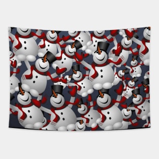 Merry Christmas Snowman With Black Hat Tapestry