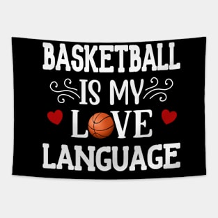 Basketball Is My Love Language Basketball Couple Tapestry