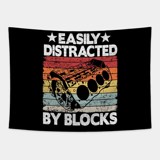 Easily Distracted By Blocks Funny Mechanic Tapestry by Kuehni