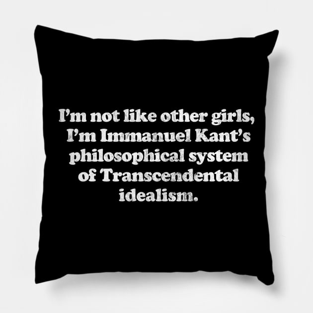 I'm Not Like Other Girls I'm Immanuel Kant's philosophical system of Transcendental idealism Pillow by DankFutura