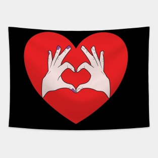 Hands Making Heart Shape Love Sign Language Valentine's Day Tapestry