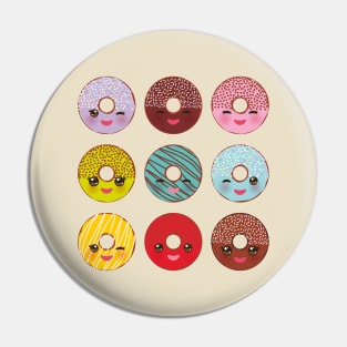 Sweet donuts set with icing and sprinkles Pin