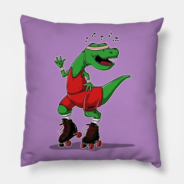 T-Rex Boogie Woogie Pillow by madebystfn