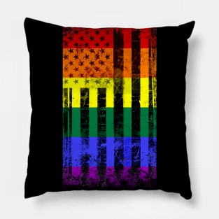 American Flag Gay Pride Pillow
