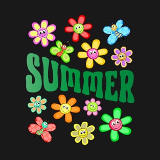 Summer (Green) - Happy Flowers T-Shirt