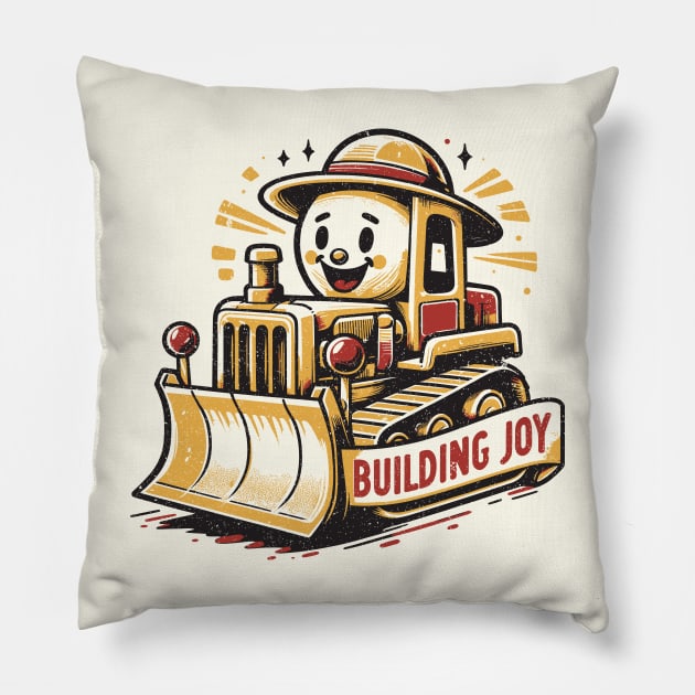 Cartoon of a bulldozer Pillow by Yopi