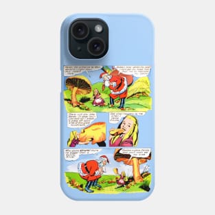 The Funny Alice offers mushrooms to Santa Claus for a hallucinogenic and phicoldelic Christmas Retro Vintage Comic Phone Case