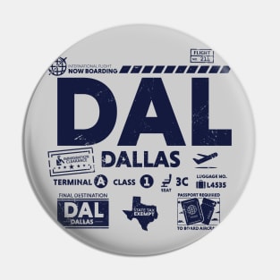 Vintage Dallas DAL Airport Code Travel Day Retro Travel Tag Texas Pin