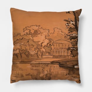 Landscape drawing "reflections of nature" Pillow