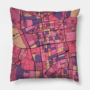 Lódz Map Pattern in Purple & Pink Pillow