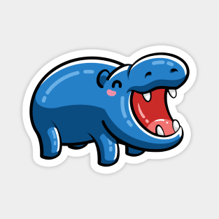 Cute Happy Hippo Magnet