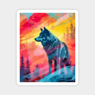 Wild Aura: Majestic Grey Wolf Magnet