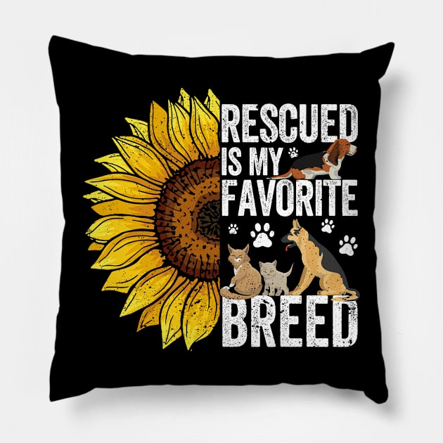 Animal Rescue Sunflower Rescued Is My Favourite Breed Pillow by Alex21