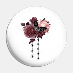 Burgundy and blush roses with silver pearls Pin