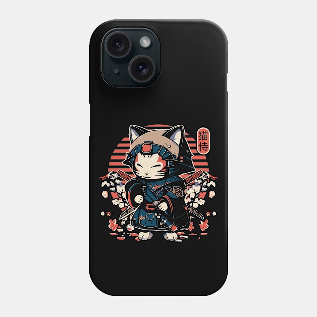 Samurai Cat Tattoo, Kawaii Ninja Cat Phone Case by Apocatnipse Meow