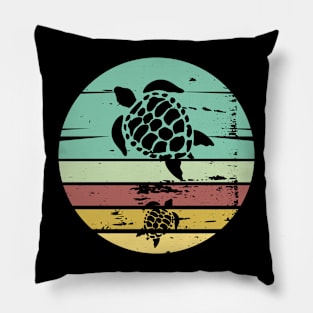 Retro Sea Turtle Sea Life Pillow