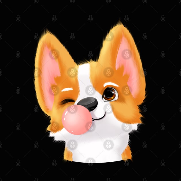 Corgi puppy with gum, cartoon corgi dog, puppy corgi funny by PrimeStore