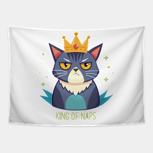 Grumpy King of Naps Cat Tapestry