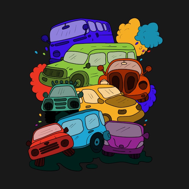 Colorful car in doodles art by Bequeen