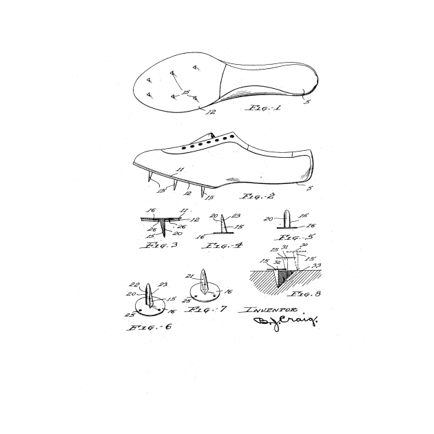 Running Shoe Vintage Patent Hand Drawing by skstring