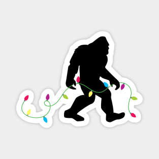 Bigfoot and Christmas String Lights Magnet