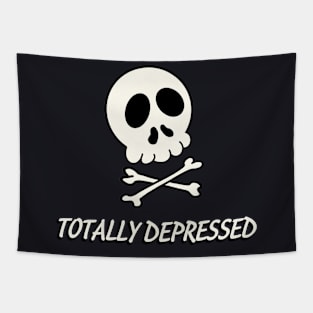 Totally Depressed Rockabilly Skull Tapestry