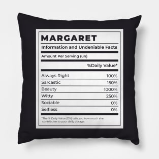 Funny Food Label Female Ingredients MARGARET Pillow