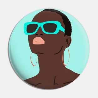 Black girl with sunglasses Pin