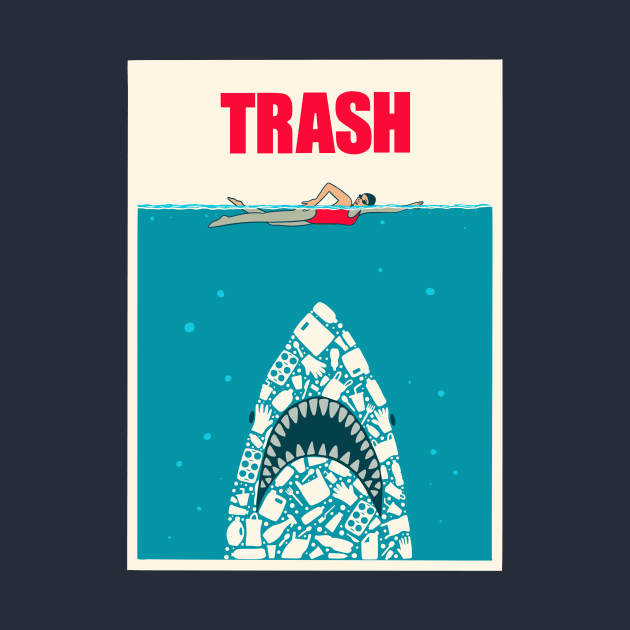 Shark trash ocean by coffeeman